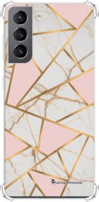 Coque EVETANE Souple Galaxy S21 5G Marbre Rose