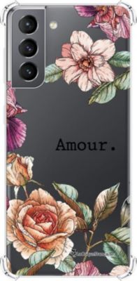 Coque EVETANE Souple Galaxy S21 5G Fleurs Rétro