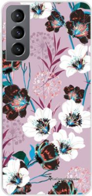 Coque EVETANE 360° Galaxy S21 5G Fleurs Parme