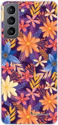Coque EVETANE 360° Galaxy S21 5G Fleurs Orange
