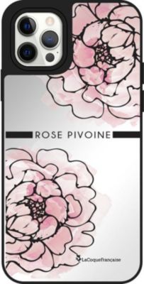 Coque EVETANE Miroir iPhone 12/12 Pro Rose Pivoine