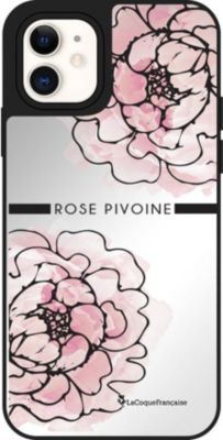 Coque EVETANE Miroir iPhone 12 Mini Rose Pivoine