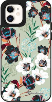 Coque EVETANE Miroir iPhone 12 Mini Fleurs Vert