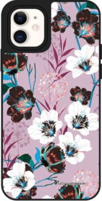 Coque EVETANE Miroir iPhone 12 Mini Fleurs Parme