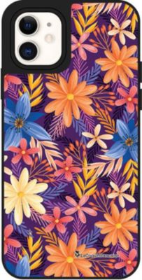 Coque EVETANE Miroir iPhone 12 Mini Fleurs Orange