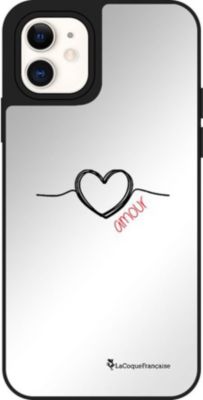Coque EVETANE Miroir iPhone 12 Mini Coeur Noir