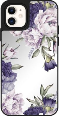 Coque EVETANE Miroir iPhone 12 Mini Pivoine Violet