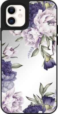 Coque EVETANE Miroir iPhone 12 Mini Pivoine Violet