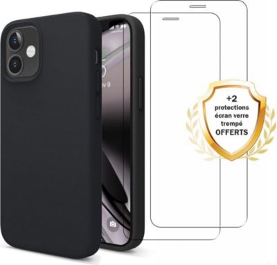Coque EVETANE iPhone 12 Mini Noir + 2 Vitres