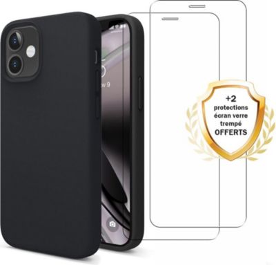 Coque EVETANE iPhone 12 Mini Noir + 2 Vitres Coque EVETANE iPhone 12 Mini Noir + 2 Vitres
