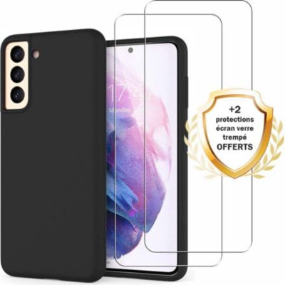 Coque EVETANE Galaxy S21 5G Noir + 2 Vitres