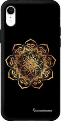 Coque EVETANE Effet Cuir iPhone XR Mandala Or