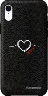 Coque EVETANE Effet Cuir iPhone XR Coeur Blanc Coque EVETANE Effet Cuir iPhone XR Coeur Blanc