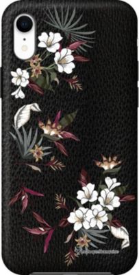 Coque EVETANE Effet Cuir iPhone XR Fleurs Sauvages