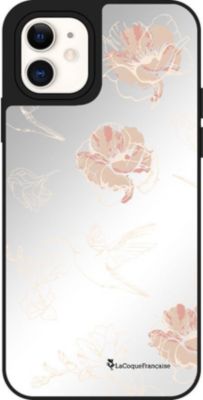 Coque EVETANE Miroir iPhone 12 Mini Fleurs Blanc