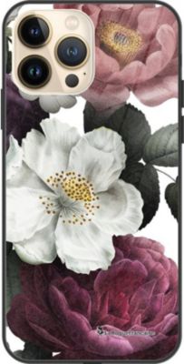 Coque EVETANE Soft Touch iPhone 13 Pro Fleurs Rose
