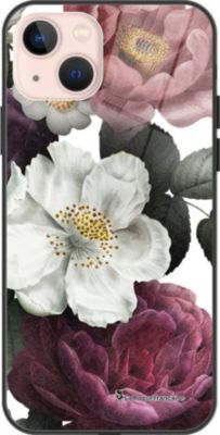 Coque EVETANE Soft Touch iPhone 13 Fleurs Rose