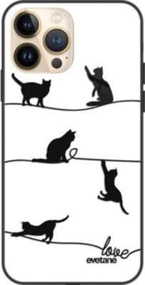 Coque EVETANE Soft Touch iPhone 13 Pro Chat Lignes