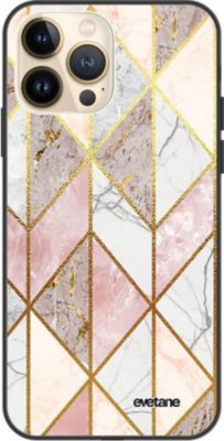 Coque EVETANE Soft Touch iPhone 13 Pro Marbre Rose