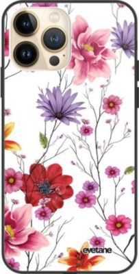 Coque EVETANE Soft Touch iPhone 13 Pro Fleurs Pastel