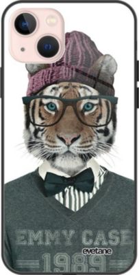 Coque EVETANE Soft Touch iPhone 13 Mini Tigre Fashion