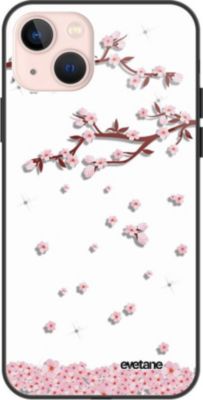 Coque EVETANE Soft Touch iPhone 13 Mini Chute Fleurs