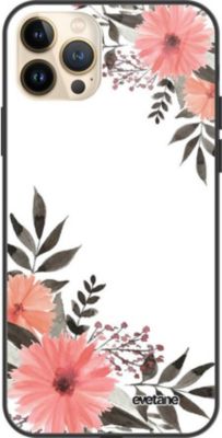 Coque EVETANE Soft Touch iPhone 13 Pro Max Fleurs Rose