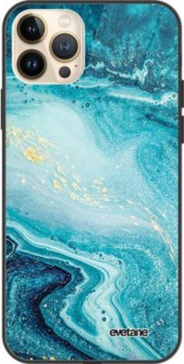 Coque EVETANE Soft Touch iPhone 13 Pro Max Marbre Bleu