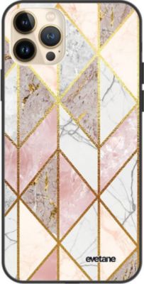 Coque EVETANE Soft Touch iPhone 13 Pro Max Marbre Rose