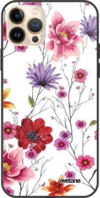 Coque EVETANE SoftTouch iPhone 13 Pro Max Fleur Pastel
