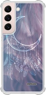 Coque EVETANE Silicone Galaxy S22 5G Lune Attrape Rêve