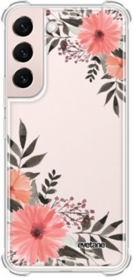 Coque EVETANE Silicone Galaxy S22 5G Fleurs Roses