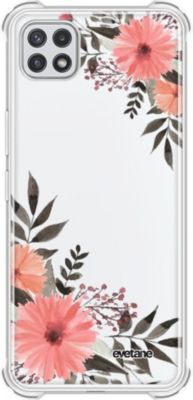 Coque EVETANE Silicone Galaxy A22 5G Fleurs Roses