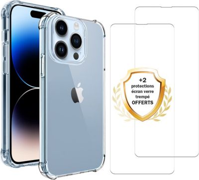 Coque EVETANE iPhone 14 Pro + 2 Vitres Coque EVETANE iPhone 14 Pro + 2 Vitres