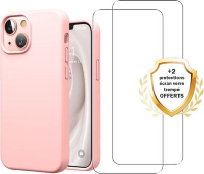 Coque EVETANE iPhone 13 Mini Rose + 2 Vitres Coque EVETANE iPhone 13 Mini Rose + 2 Vitres