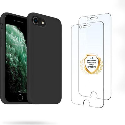 Coque EVETANE iPhone SE Noir + 2 Vitres