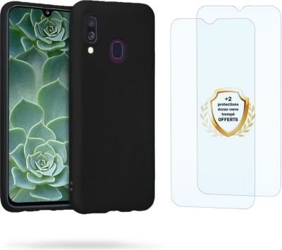 Coque EVETANE Galaxy A40 Noir + 2 Vitres Coque EVETANE Galaxy A40 Noir + 2 Vitres