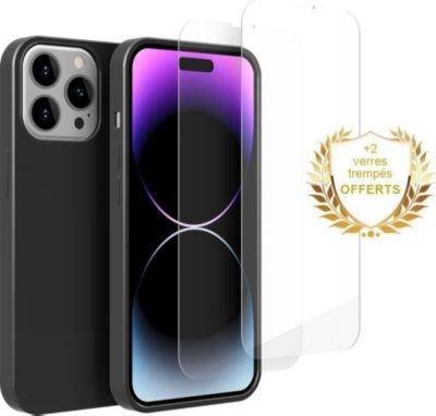 Coque EVETANE iPhone 14 Pro Noir + 2 Vitres