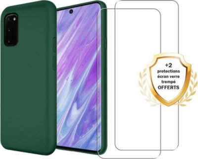 Coque EVETANE Galaxy S20 Vert + 2 Vitres Coque EVETANE Galaxy S20 Vert + 2 Vitres