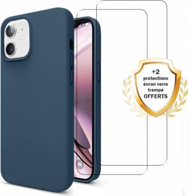 Coque EVETANE iPhone 11 Bleu + 2 Vitres