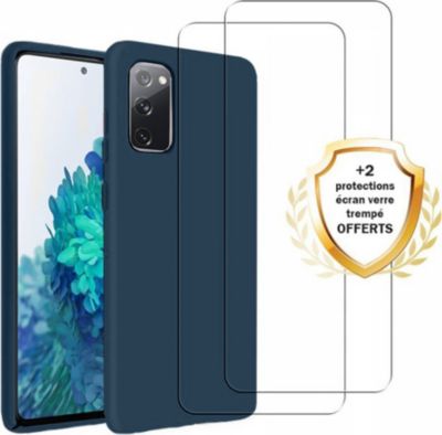 Coque EVETANE Galaxy S20 FE Bleu + 2 Vitres