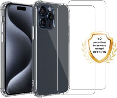 Coque EVETANE iPhone 15 Pro + 2 Vitres Coque EVETANE iPhone 15 Pro + 2 Vitres