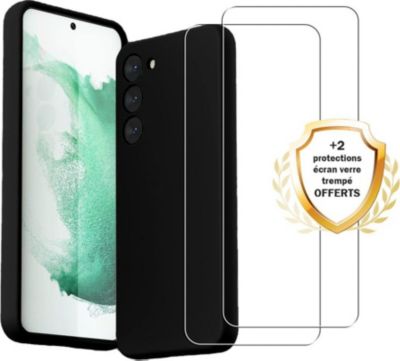 Coque EVETANE Galaxy S23 Noir + 2 Vitres Coque EVETANE Galaxy S23 Noir + 2 Vitres