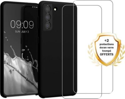 Coque EVETANE Galaxy S21 Plus Noir + 2 Vitres