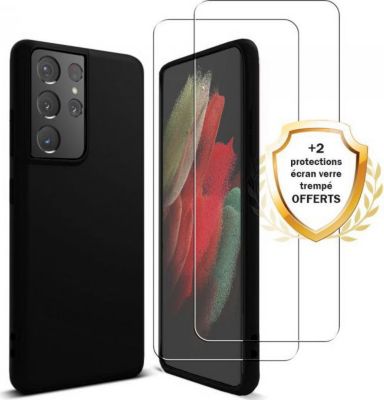 Coque EVETANE Galaxy S21 Ultra Noir + 2 Vitres