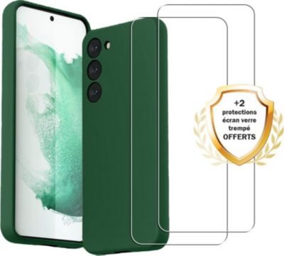 Coque EVETANE Galaxy S23 Vert + 2 Vitres Coque EVETANE Galaxy S23 Vert + 2 Vitres