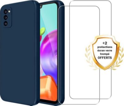Coque EVETANE Galaxy A41 Bleu + 2 Vitres