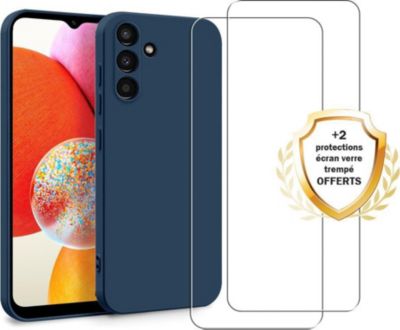 Coque EVETANE Galaxy A14 Bleu + 2 Vitres