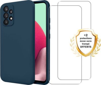 Coque EVETANE Galaxy A32 Bleu + 2 Vitres Coque EVETANE Galaxy A32 Bleu + 2 Vitres