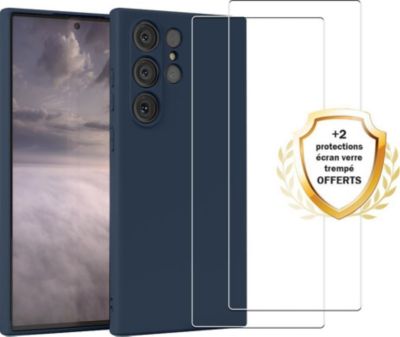Coque EVETANE Galaxy S23 Ultra Bleu + 2 Vitres